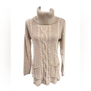 Marled by Reunited Clothing Turtleneck Tunic Sweater Beige Women’s Size Large